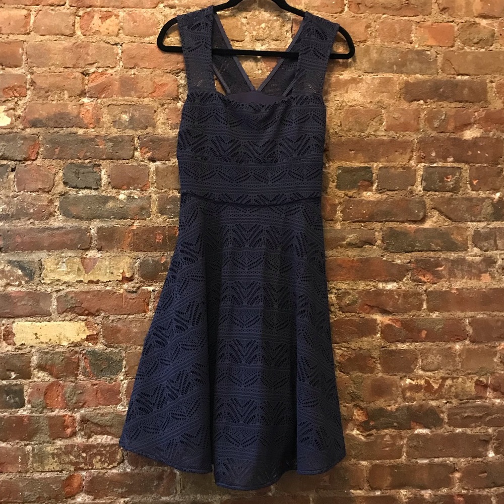 Moulinette Souers Anthropologie navy blue dress